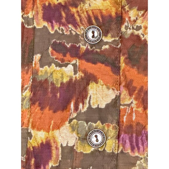 Ruby Rd Size 10 Autumn Print Mandarin Collar Button Jacket Vibrant PrintMultico - Picture 12 of 12